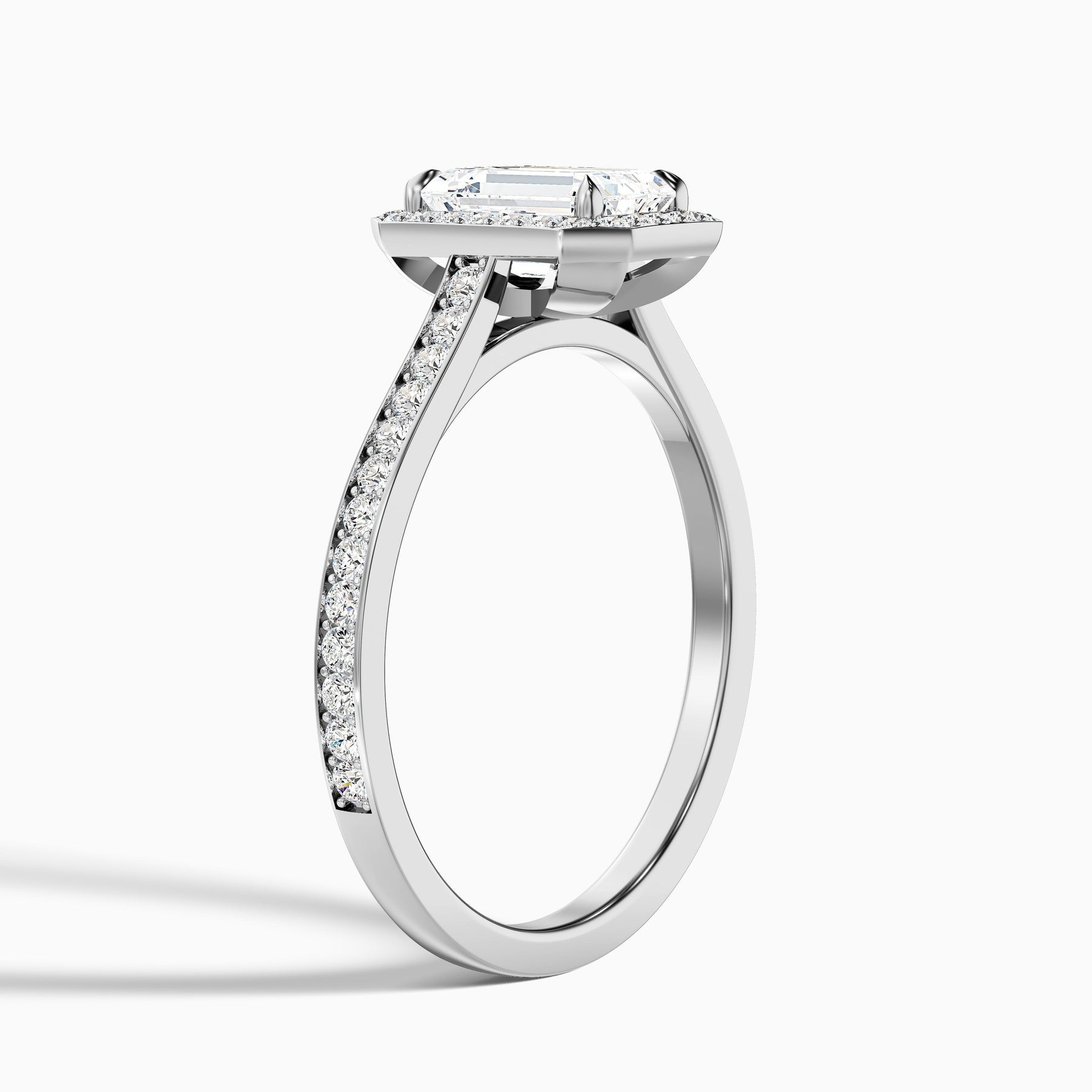 Velvet 1 Carat Emerald Cut Halo Pave Lab Grown Diamond Ring